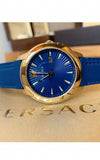 Versace V-Urban Quartz Blue Dial Blue Leather Strap Watch for Men - VELQ00319 Buy Now By Versace