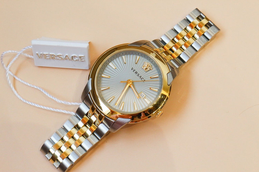 Versace V-Urban Quartz Silver Dial Two Tone Steel Strap Watch for Men - VELQ00519 Buy Now By Versace