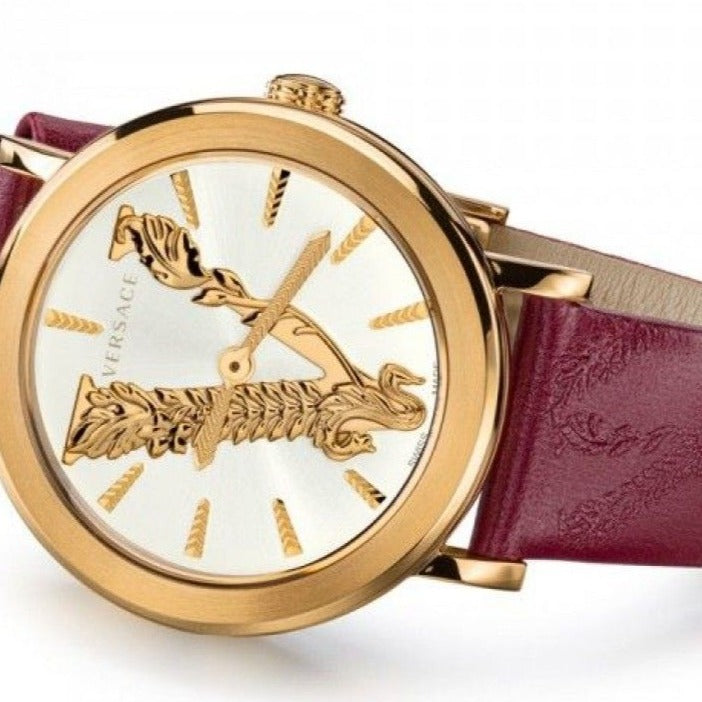 Versace Virtus White Dial Red Leather Strap Watch for Women - VEHC00219 Buy Now By Versace