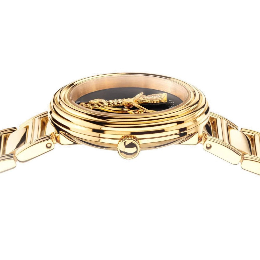 Versace V Virtus Quartz Black Dial Gold Steel Strap Watch For Women - VET300121 Buy Now By Versace