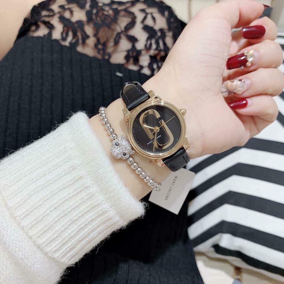 Marc Jacobs Corie Black Dial Black Leather Strap Watch for Women - MJ1580 Buy Now By Marc Jacobs