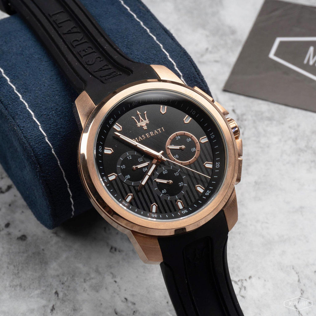 Maserati SFIDA Chronograph Black Dial Black Rubber Strap Watch For Men - R851123008 Buy Now By Maserati