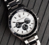 Maserati SFIDA Chronograph White Dial Silver Steel Strap Watch For Men - R8873640003 Buy Now By Maserati