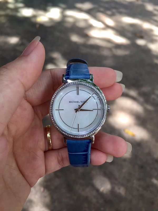 Michael Kors Cinthia Mother of Pearl Dial Blue Leather Strap Watch for Women - MK2661 Buy Now By Michael Kors