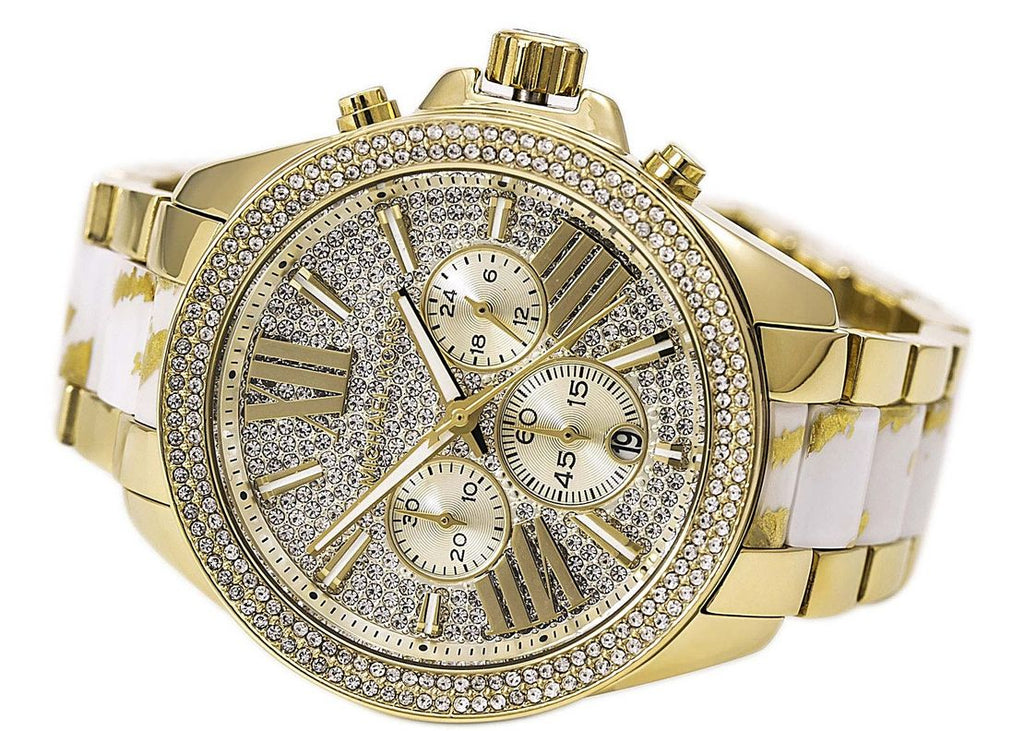 Michael Kors Wren Diamonds Gold Dial Two Tone Steel Strap Watch for Women - MK6157 Buy Now By Michael Kors