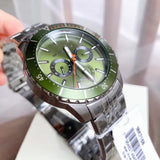 Michael Kors Cunningham Multifunction Chronograph Green Dial Grey Steel Strap Watch For Men - MK7158 Buy Now By Michael Kors