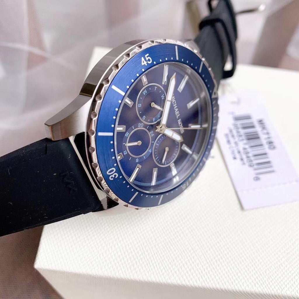 Michael Kors Cunningham Multifunction Blue Dial Black Rubber Strap Watch For Men - MK7160 Buy Now By Michael Kors