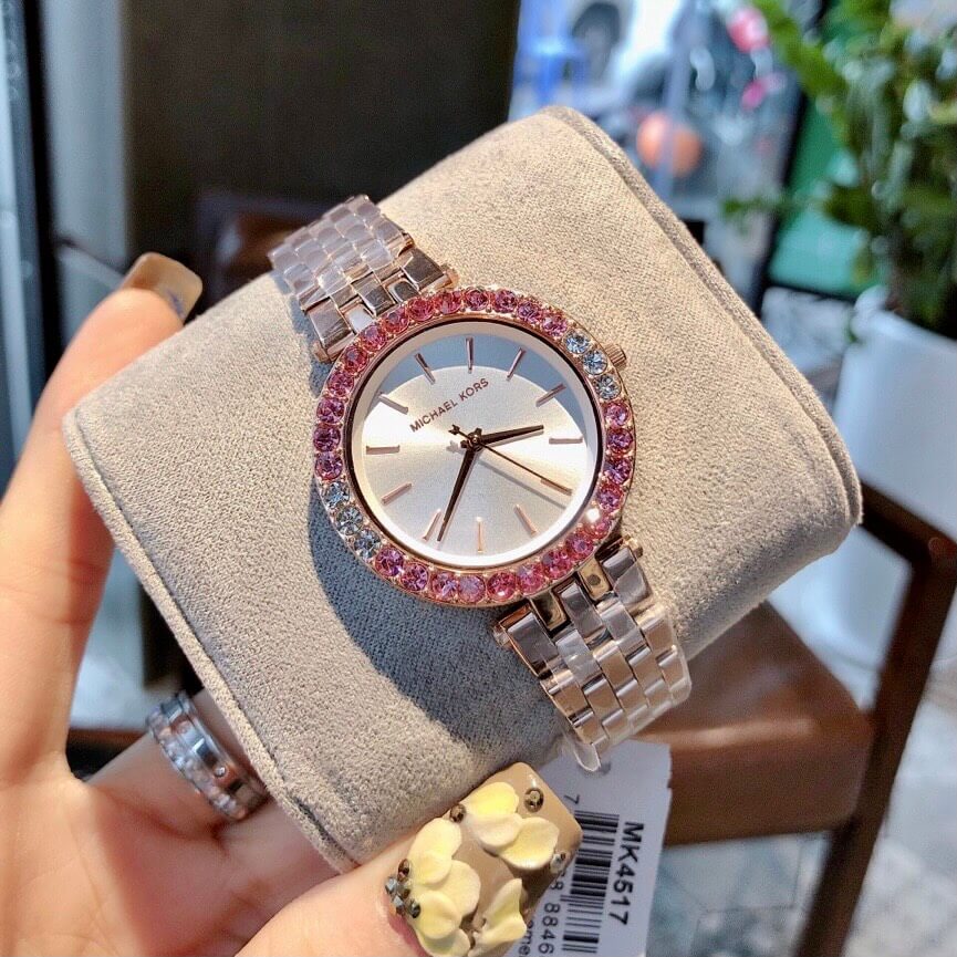 Michael Kors Darci Pave Silver Dial Rose Gold Steel Strap Watch For Women - MK4517 Buy Now By Michael Kors