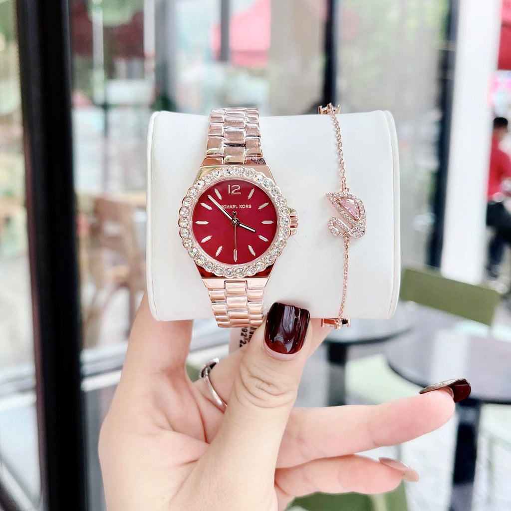 Michael Kors Lennox Analog Pink Dial Rose Gold Steel Strap Watch For Women - MK7396 Buy Now By Michael Kors