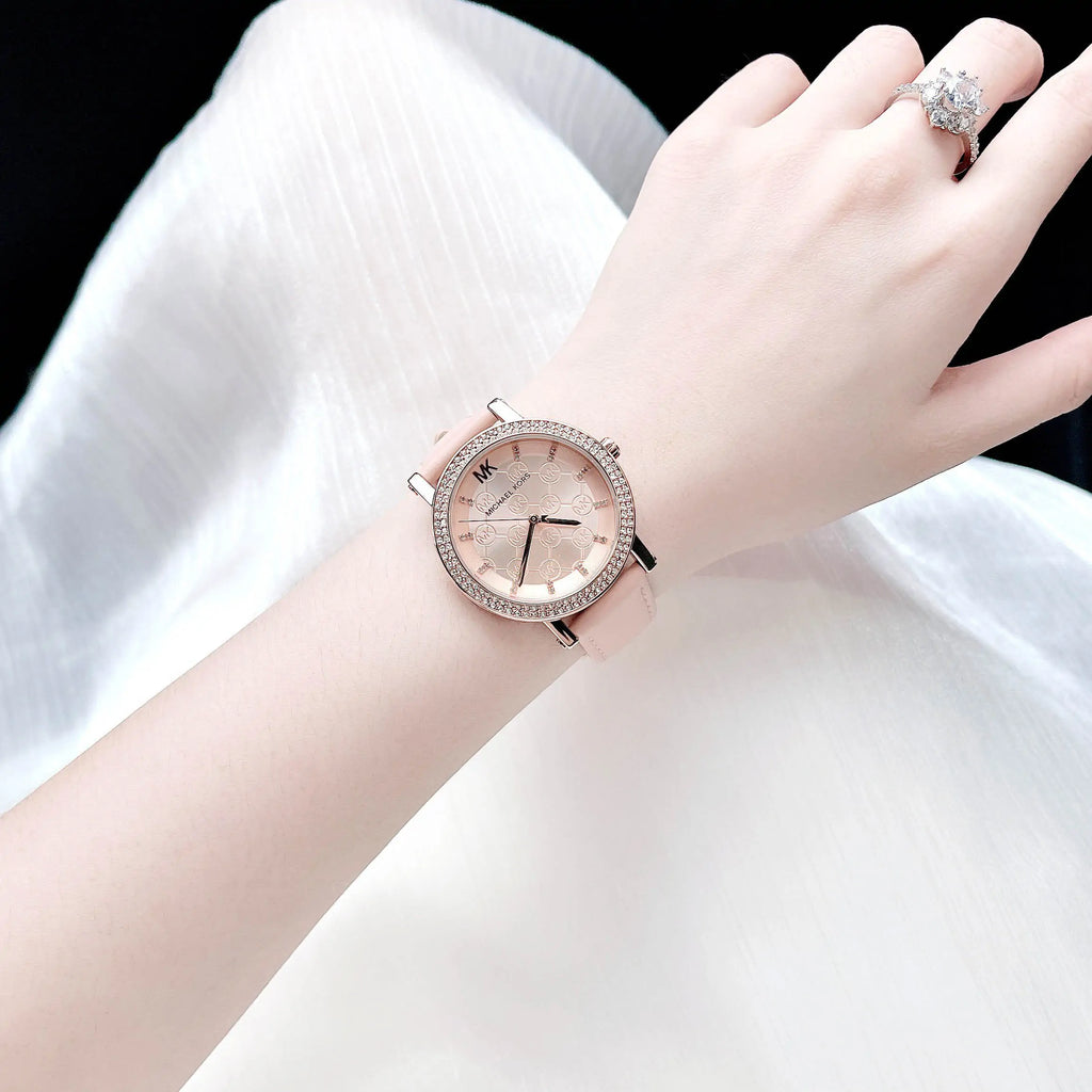 Michael Kors Corey Analog Rose Gold Dial Pink Leather Strap Watch For Women - MK2987 Buy Now By Michael Kors