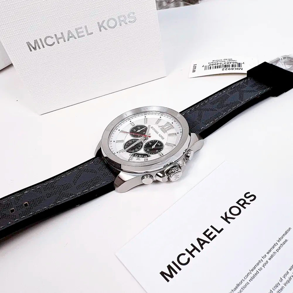 Michael Kors Brecken Chronograph Silver Dial Grey Leather Strap Watch For Men - MK8922 Buy Now By Michael Kors