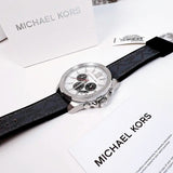 Michael Kors Brecken Chronograph Silver Dial Grey Leather Strap Watch For Men - MK8922 Buy Now By Michael Kors
