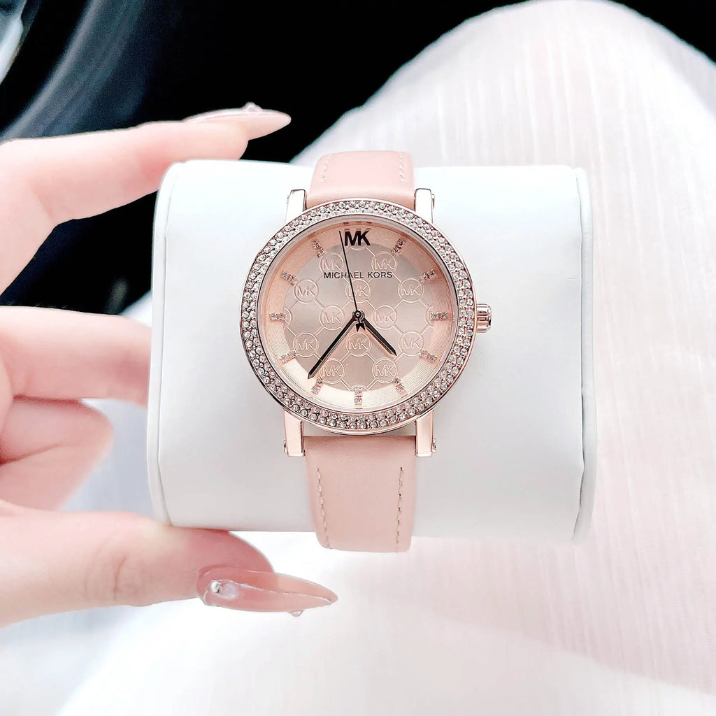 Michael Kors Corey Analog Rose Gold Dial Pink Leather Strap Watch For Women - MK2987 Buy Now By Michael Kors