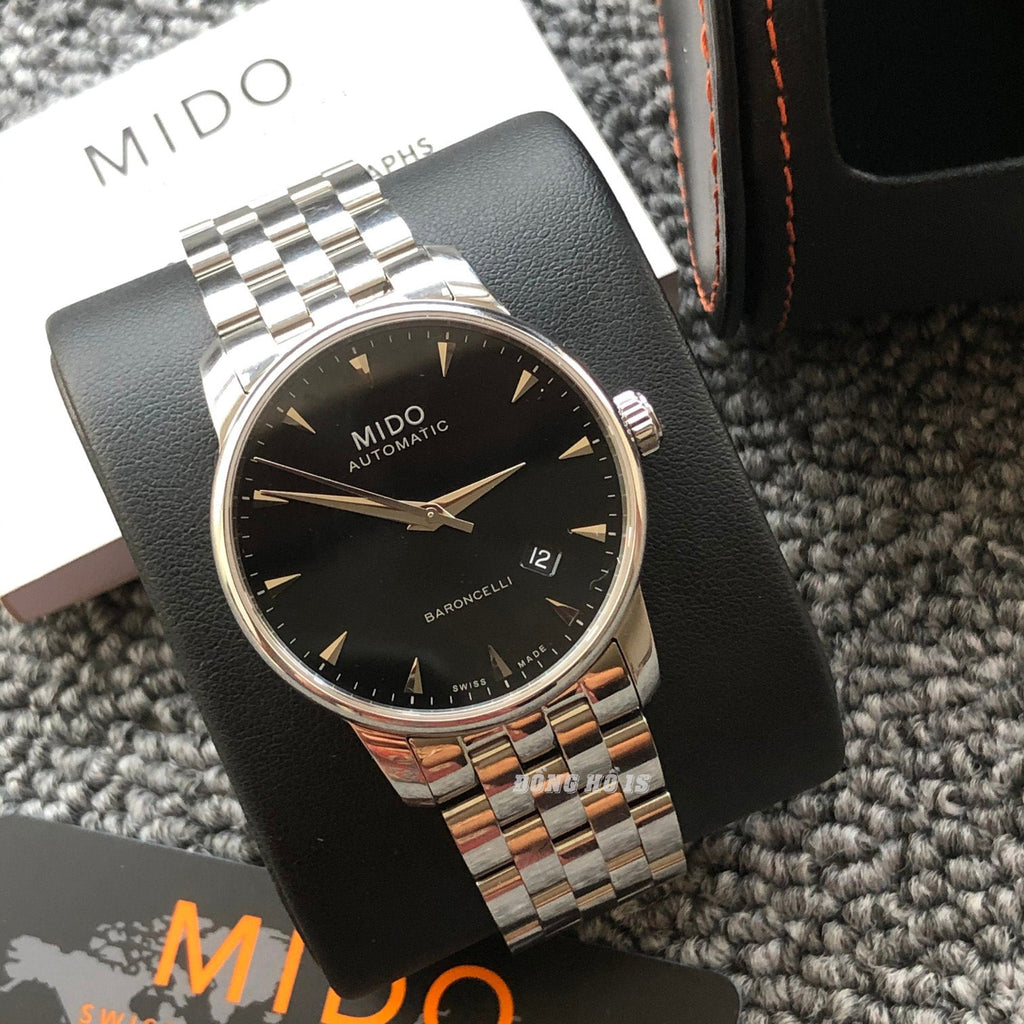 Mido Baroncelli Ii Automatic Black Dial Silver Steel Strap Watch For Men - M8600.4.18.1 Buy Now By Mido