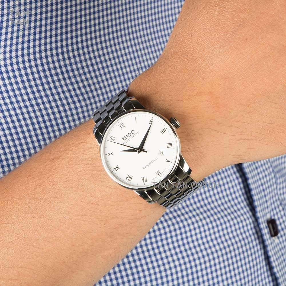 Mido Baroncelli II Automatic White Dial Silver Steel Strap Watch For Men - M8600.4.26.1 Buy Now By Mido