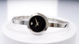 Movado Bela Black Dial Silver Steel Strap Watch For Women - 0606595 Buy Now By Movado