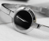 Movado Bela Black Dial Silver Steel Strap Watch For Women - 0606595 Buy Now By Movado