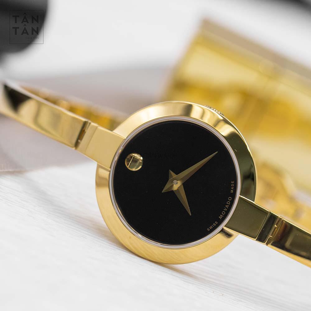 Movado Bela Black Dial Gold Steel Strap Watch For Women - 0606999 Buy Now By Movado