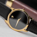 Movado Museum Classic Black Dial Black Leather Strap Watch For Women - 0607016 Buy Now By Movado