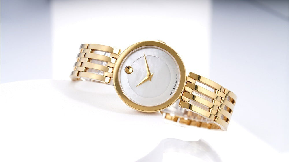 Movado Esperanza 28mm Mother of Pearl Dial Gold Steel Strap Watch For Women - 0607054 Buy Now By Movado