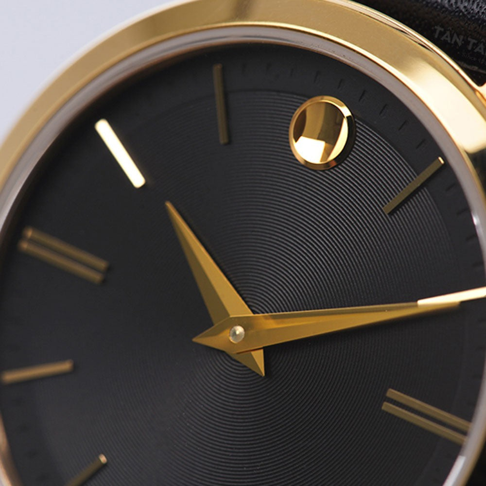 Movado Ultra Slim Black Dial Black Leather Strap Watch For Women - 0607091 Buy Now By Movado