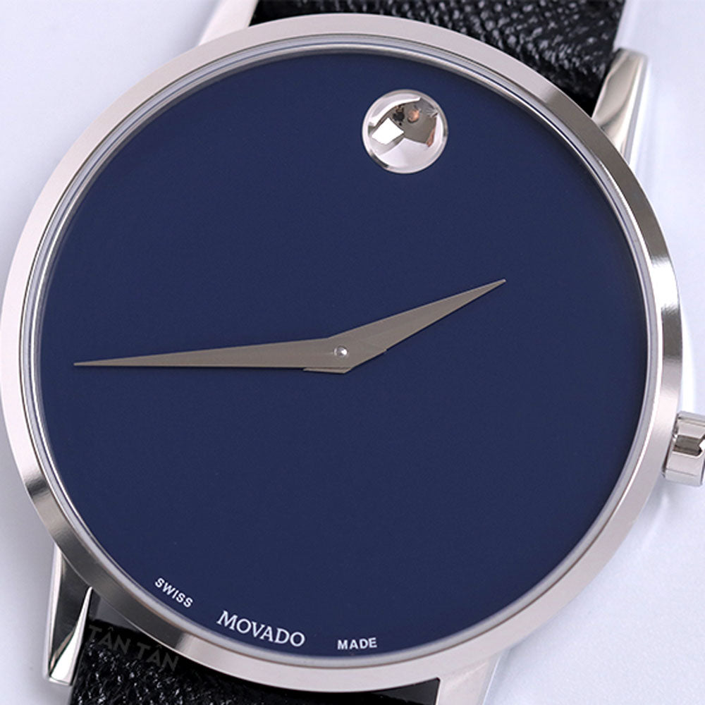 Movado Museum Classic Blue Dial Black Leather Strap Watch for Men - 0607197 Buy Now By Movado