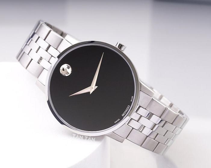 Movado Museum Classic Black Dial Silver Steel Strap Watch for Men - 0607199 Buy Now By Movado