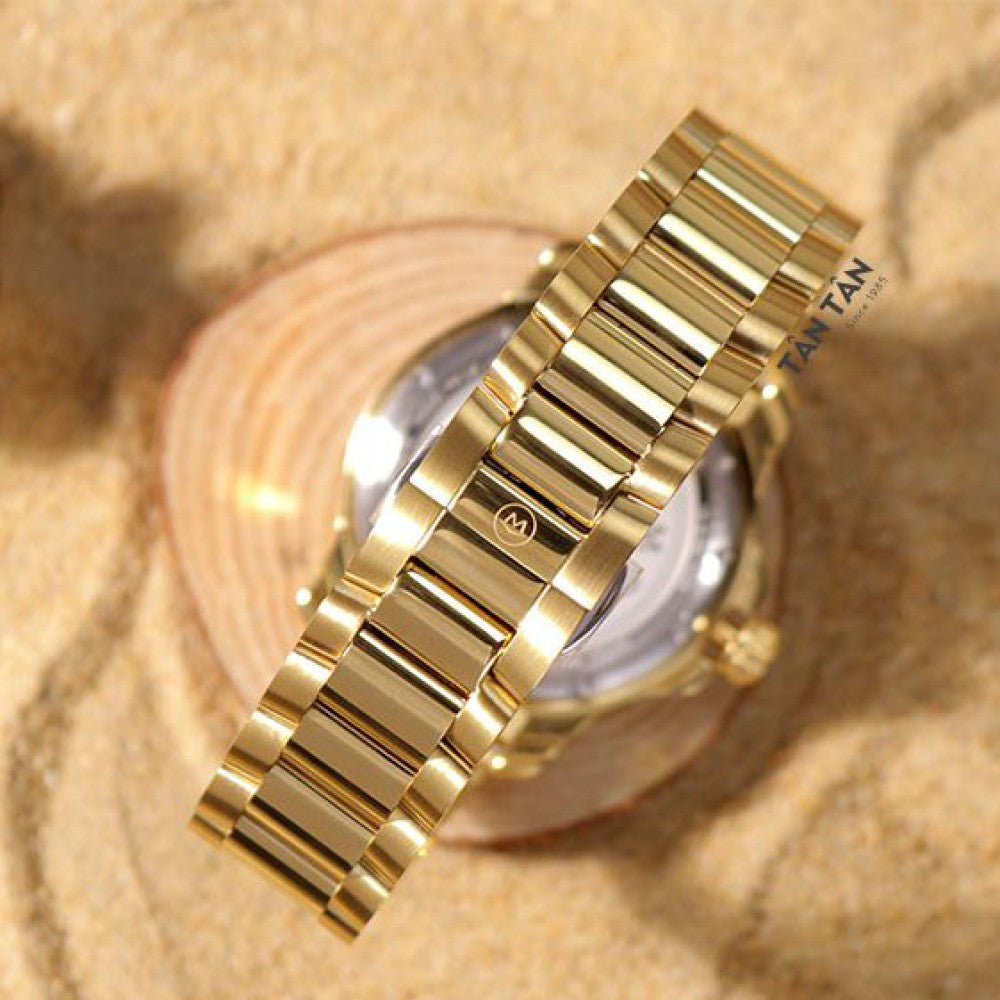 Movado Series 800 Black Dial Gold Steel Strap Watch For Men - 2600145 Buy Now By Movado