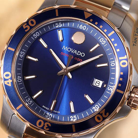 Movado Series 800 Blue Dial Two Tone Steel Strap Watch for Men - 2600149 Buy Now By Movado