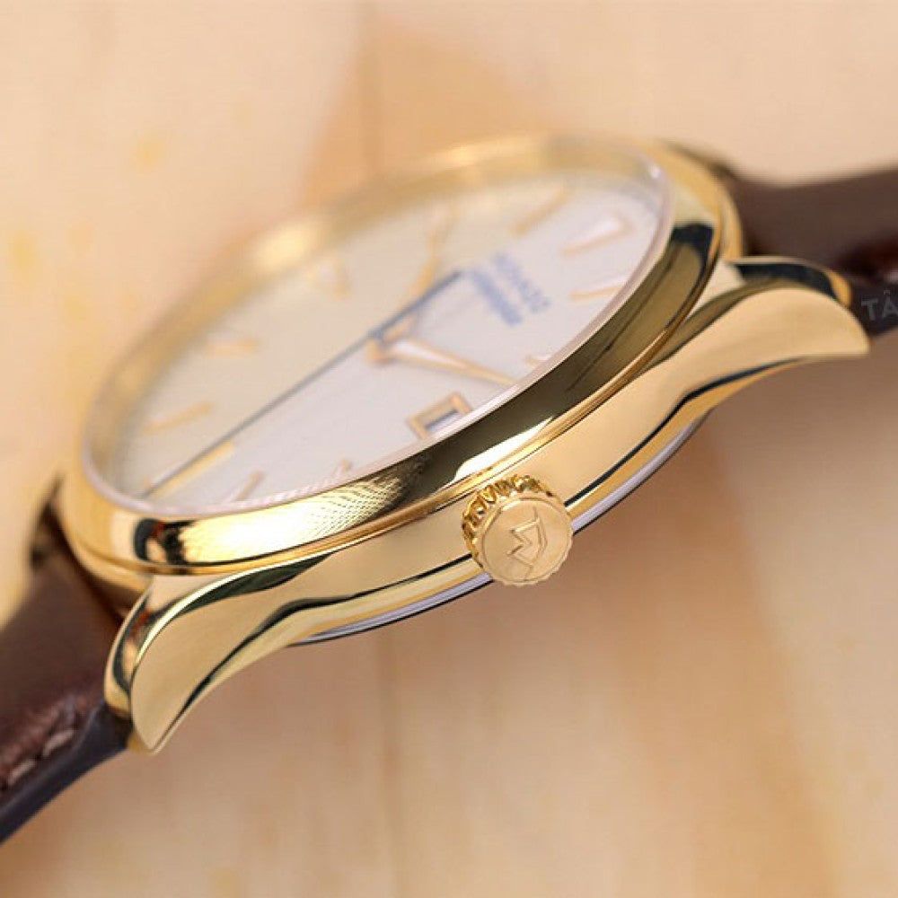 Movado Heritage Calendoplan Beige Dial Brown Leather Strap Watch for Men - 3650003 Buy Now By Movado