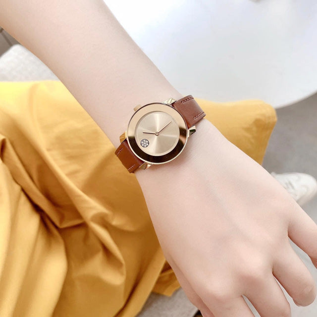 Movado Bold Gold Dial Brown Leather Strap Watch for Women - 3600437 Buy Now By Movado