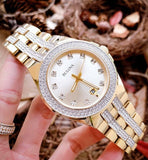 Bulova Crystal Collection Champagne Dial Two Tone Steel Strap Watch for Women - 98B174 Buy Now By Bulova