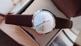 Calvin Klein Minimal Silver Dial Brown Leather Strap Watch for Men - K3M211G6 Buy Now By Calvin Klein