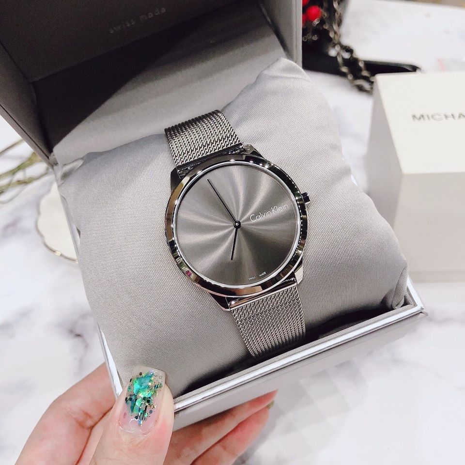 Calvin Klein Minimal Grey Dial Silver Mesh Bracelet Watch for Men - K3M211Y3 Buy Now By Calvin Klein