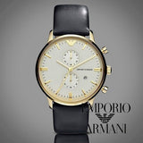 Emporio Armani Gianni Beige Dial Grey Leather Strap Watch For Men - AR0386 Buy Now By Emporio Armani