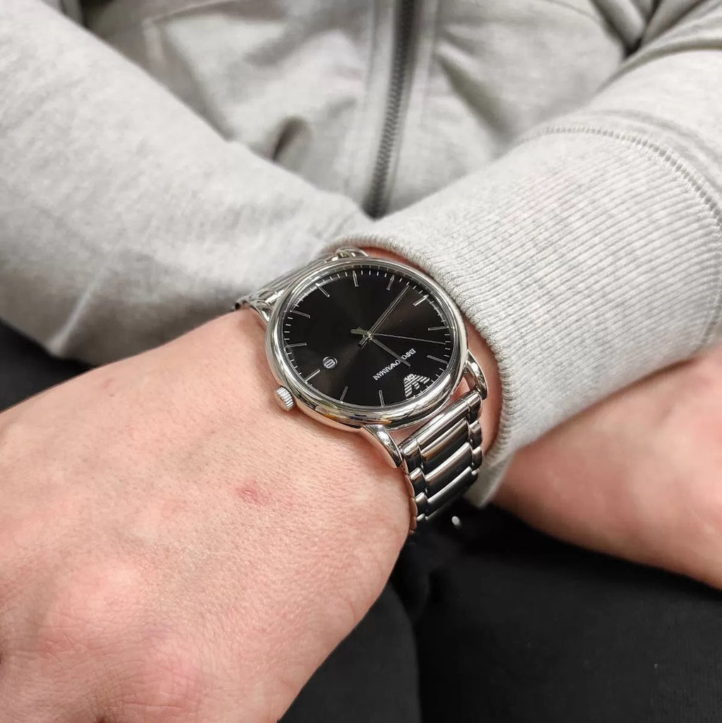Emporio Armani Luigi Quartz Black Dial Silver Steel Strap Watch For Men - AR2499 Buy Now By Emporio Armani
