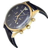 Emporio Armani Chronograph Midnight Blue Dial Blue Leather Strap Watch For Men - AR1862 Buy Now By Emporio Armani