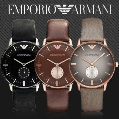 Emporio Armani Classic Brown Dial Brown Leather Strap Watch For Men - AR0383 Buy Now By Emporio Armani