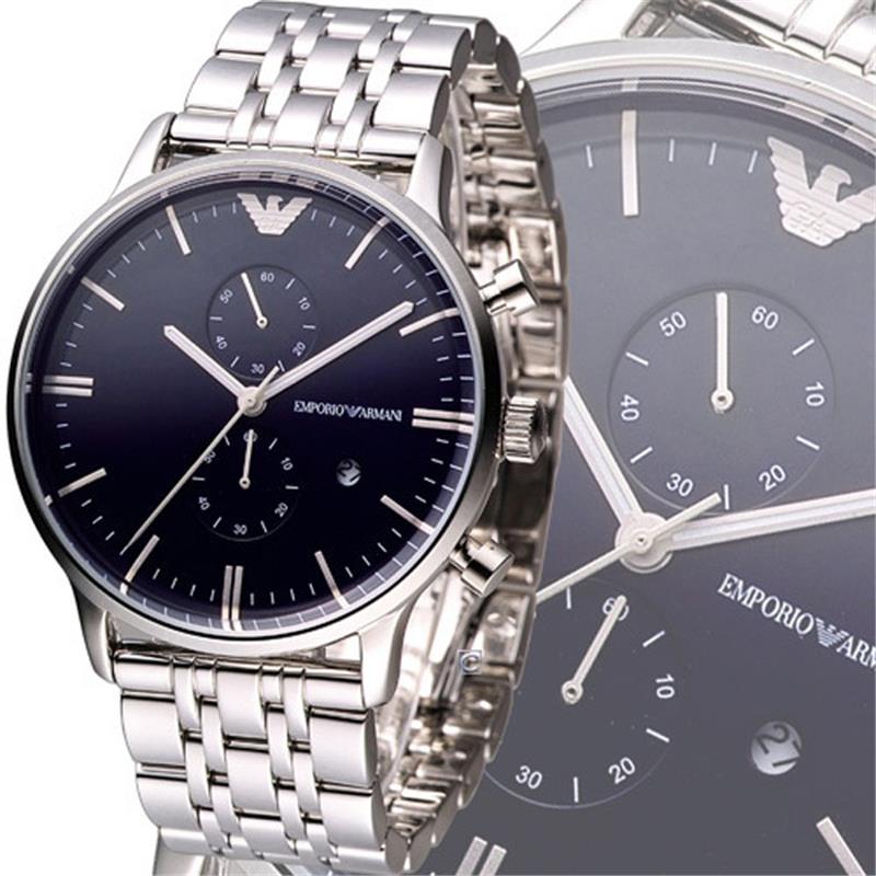 Emporio Armani Gianni Chronograph Blue Dial Silver Steel Strap Watch For Men - AR1648 Buy Now By Emporio Armani