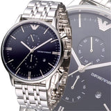Emporio Armani Gianni Chronograph Blue Dial Silver Steel Strap Watch For Men - AR1648 Buy Now By Emporio Armani