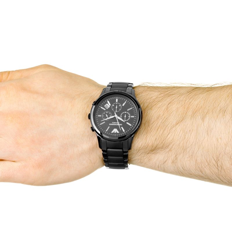 Emporio Armani Ceramica Chronograph Black Dial Black Strap Watch For Men - AR1452 Buy Now By Emporio Armani