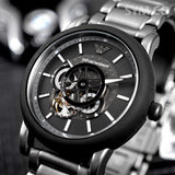 Emporio Armani Meccanico Automatic Black Dial Black Steel Strap Watch For Men - AR60010 Buy Now By Emporio Armani