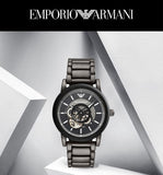 Emporio Armani Meccanico Automatic Black Dial Black Steel Strap Watch For Men - AR60010 Buy Now By Emporio Armani