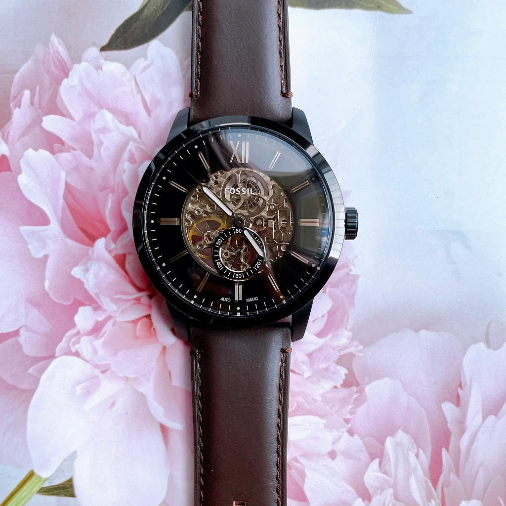 Fossil Townsman Automatic Black Dial Brown Leather Strap Watch for Men - ME3155 Buy Now By Fossil