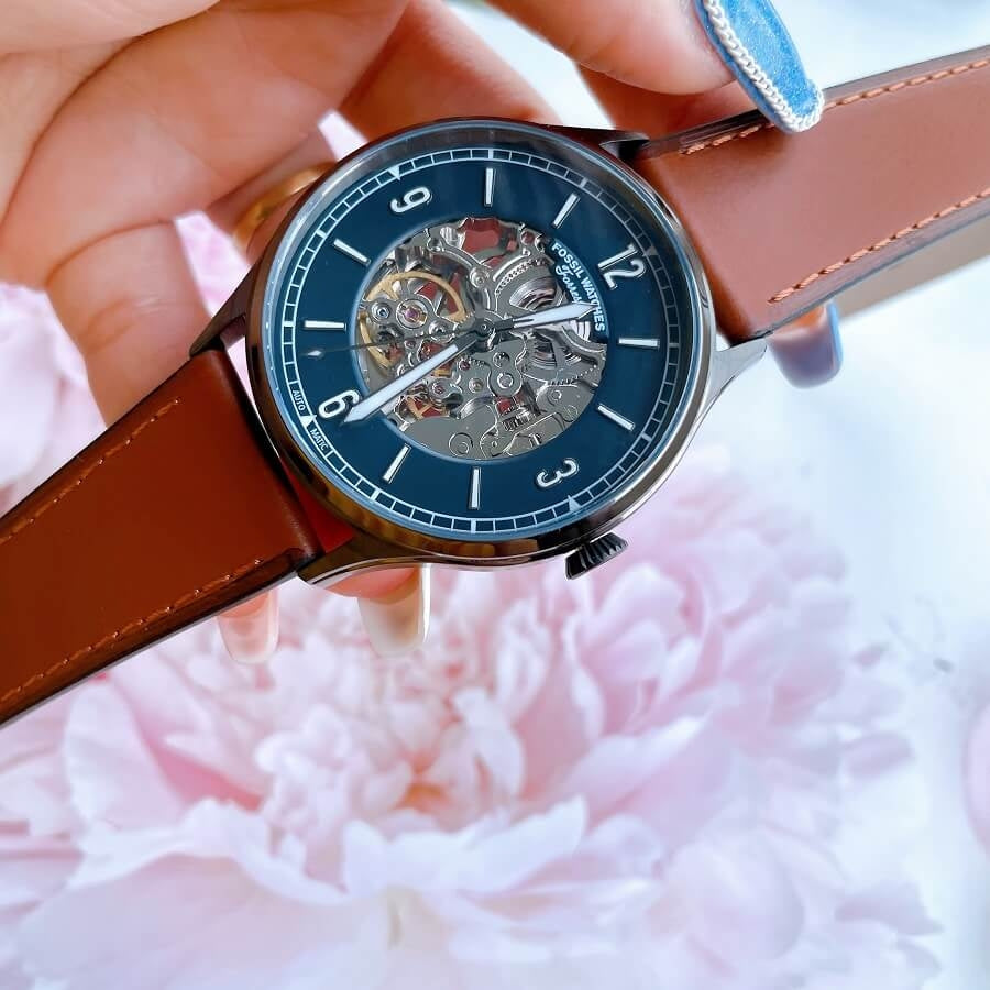 Fossil Forrester Automatic Skeleton Grey Dial Brown Leather Strap Watch for Men - ME3178 Buy Now By Fossil