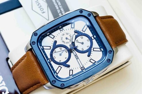 Fossil Inscription Multifunction Silver Dial Brown Leather Strap Watch for Men - BQ2658 Buy Now By Fossil