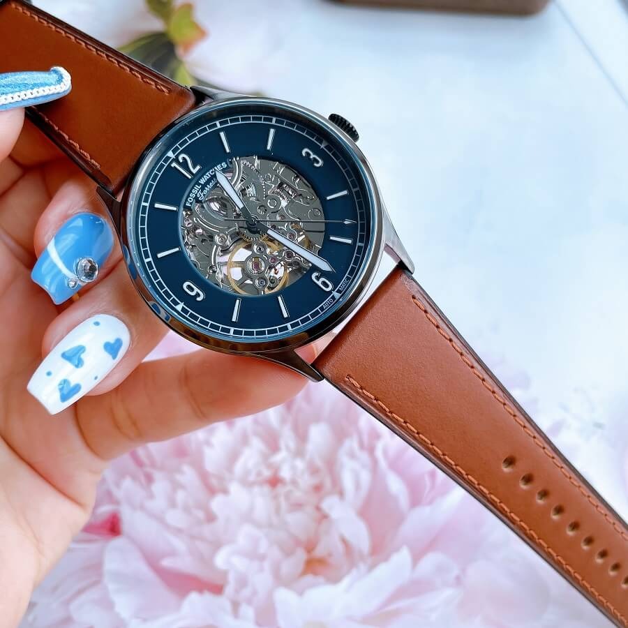 Fossil Forrester Automatic Skeleton Grey Dial Brown Leather Strap Watch for Men - ME3178 Buy Now By Fossil