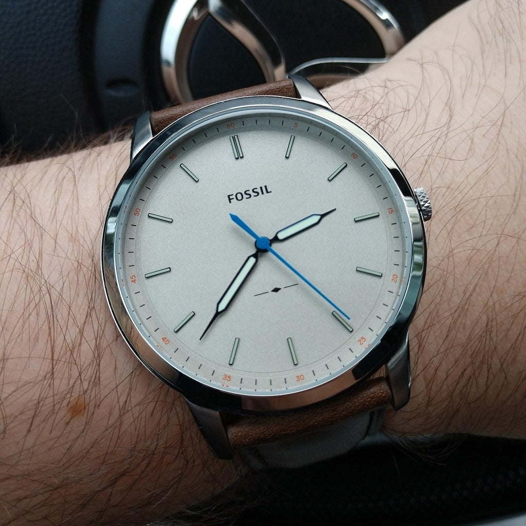 Fossil Minimalist Off White Dial Brown Leather Strap Watch for Men - FS5306 Buy Now By Fossil