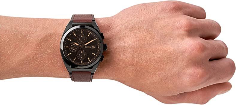 Fossil Everett Chronograph Black Dial Brown Leather Strap Watch for Men - FS5798 Buy Now By Fossil