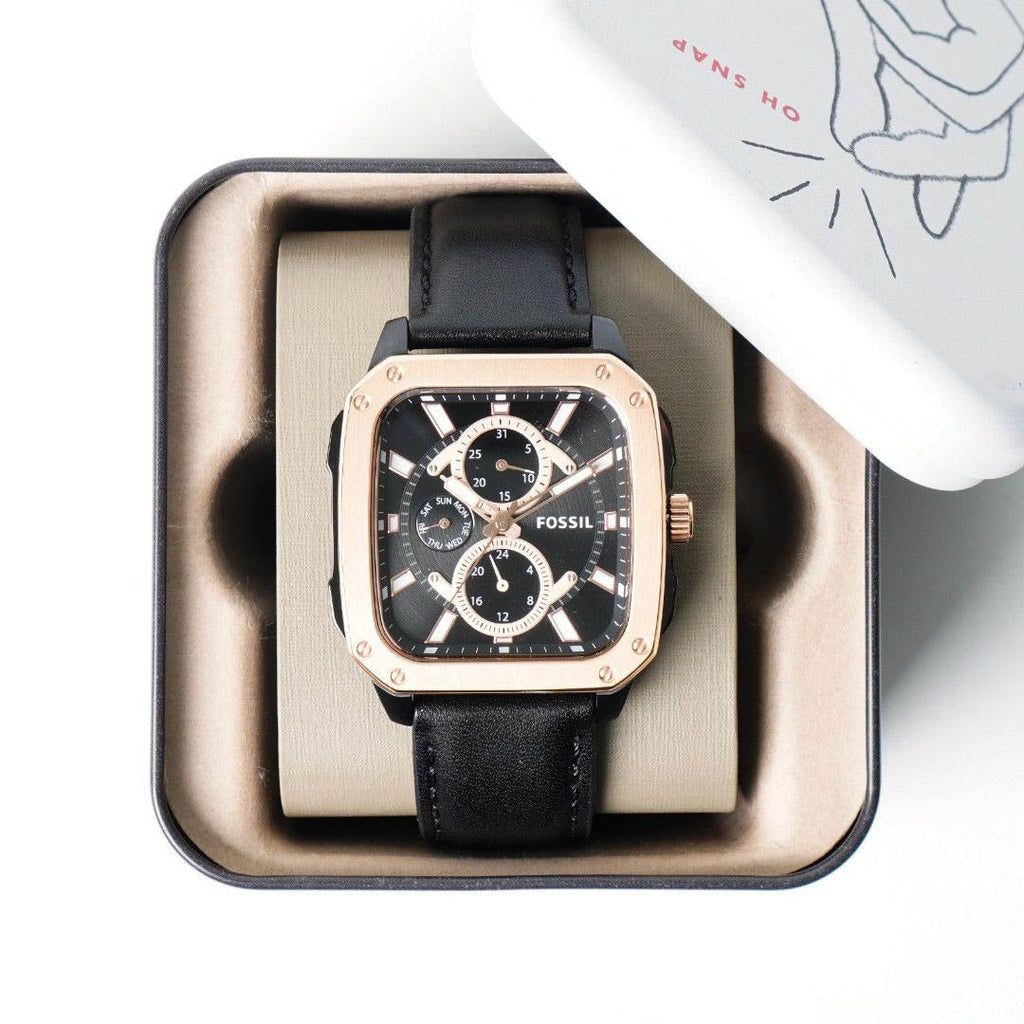 Fossil Multifunction Black Dial Black Leather Strap Watch for Men - BQ2654 Buy Now By Fossil